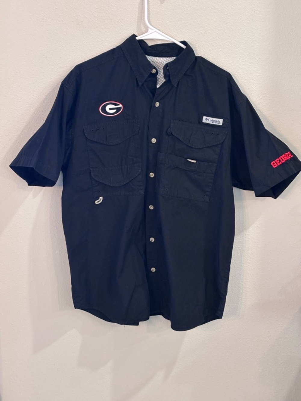 Columbia PFG Black Georgia Bulldogs Short-Sleeve Button-Down Shirt